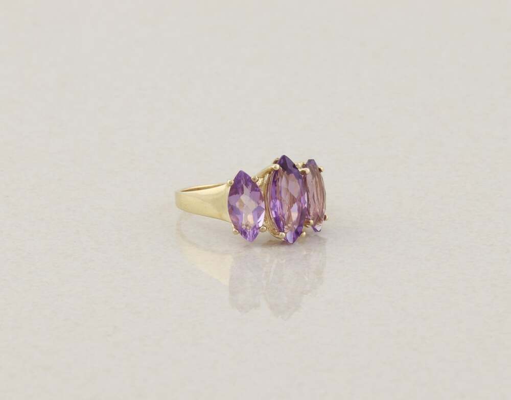 18k Gold Over Sterling Silver Natural Amethyst Ring Size 10 1/2 - Picture 4 of 7